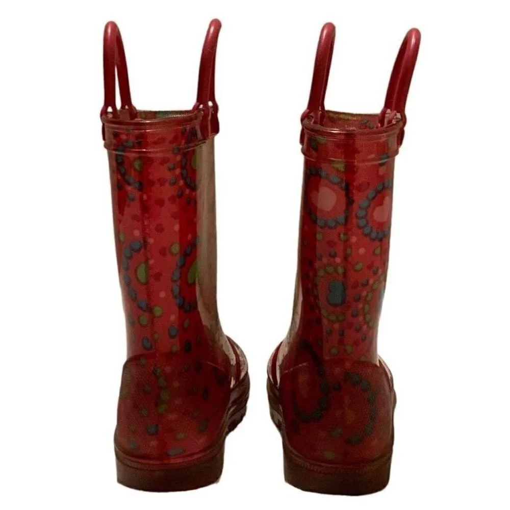 Girls Rain Boots Size 7/8 Multicolor Hearts